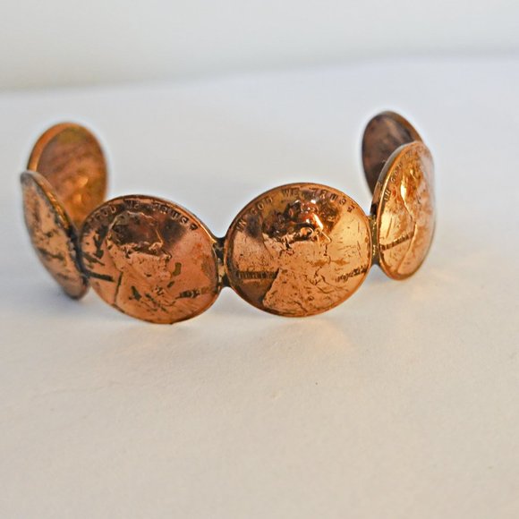 Copper Pennies Cuff Bracelet Vintage - Picture 3 of 4